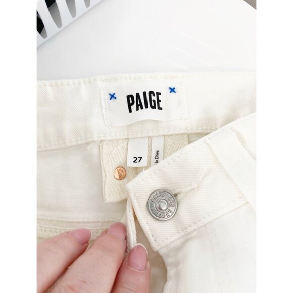 NWT PAIGE Cindy High Rise Cropped Straight Jeans in Tonal Ecru size 27 - Picture 9 of 10
